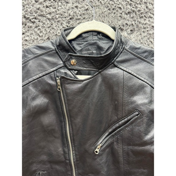 Shimokitazawa Ringo Full Zip Leather Bikers Jacket Black Women's Size L - Picture 3 of 12